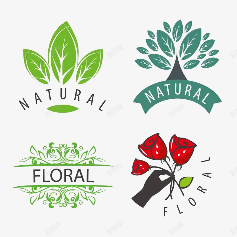 绿色植物logo图标png_新图网 https://ixintu.com 植物 玫瑰花 绿色 装饰素材