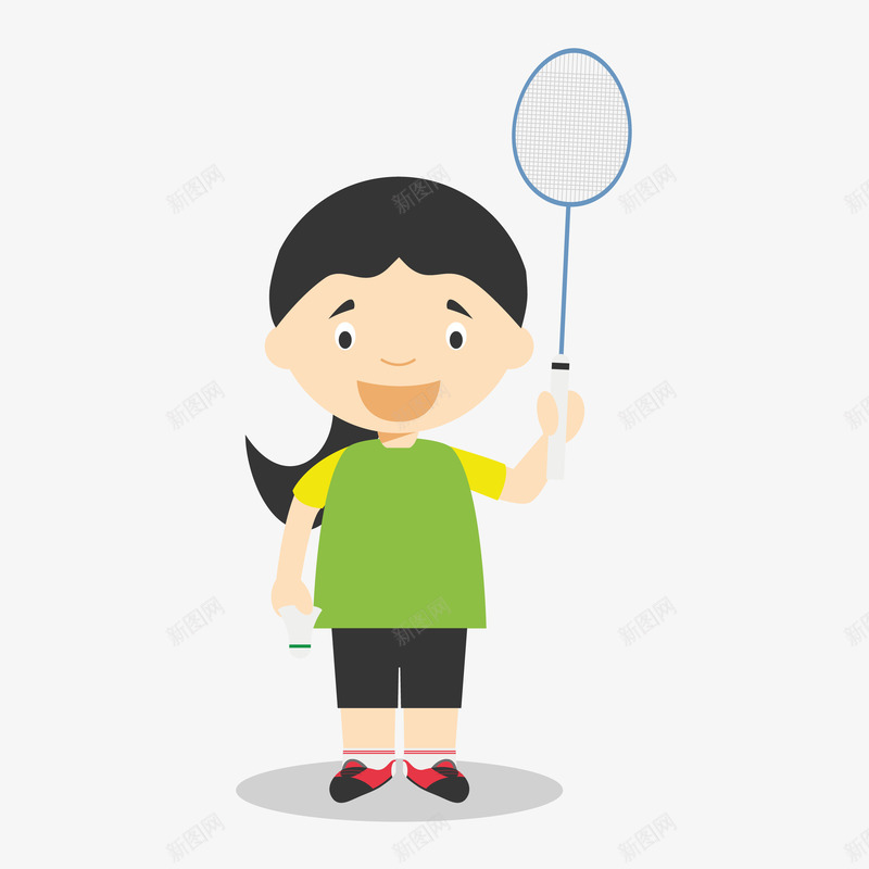 卡通羽毛球运动员少女png免抠素材_新图网 https://ixintu.com 卡通 少女 羽毛球 运动员