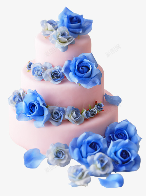 蓝玫瑰婚礼花式蛋糕png免抠素材_新图网 https://ixintu.com 奶油蛋糕 玫瑰花 粉红色蛋糕 蓝玫瑰婚礼花式蛋糕