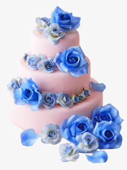 彩色婚礼花式蛋糕蓝玫瑰婚礼花式蛋糕高清图片