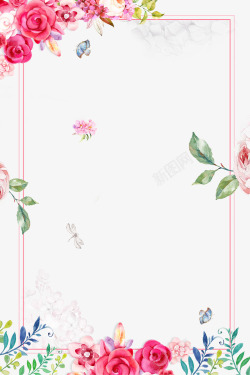 红色浪漫玫瑰花朵装饰边框素材