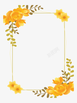 黄色玫瑰婚礼边框矢量图素材