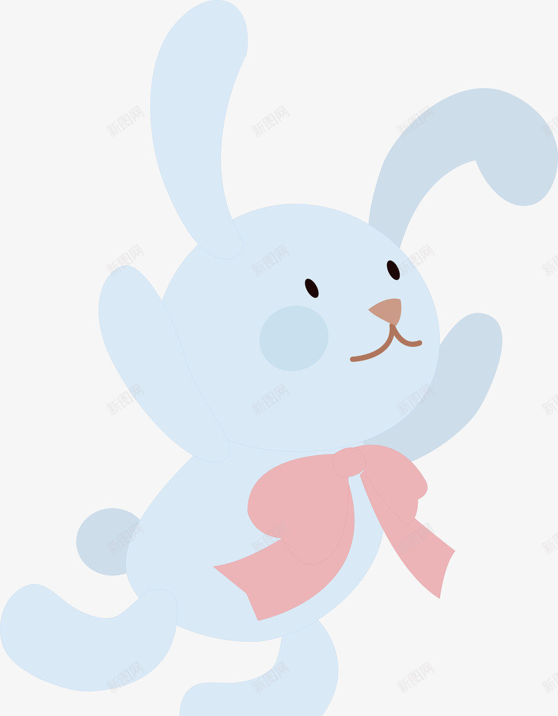 蓝色兔子矢量图ai免抠素材_新图网 https://ixintu.com 兔子 兔子简笔画 卡通 可爱 四肢伸展 宠物 手绘 玩偶 矢量图 蝴蝶结