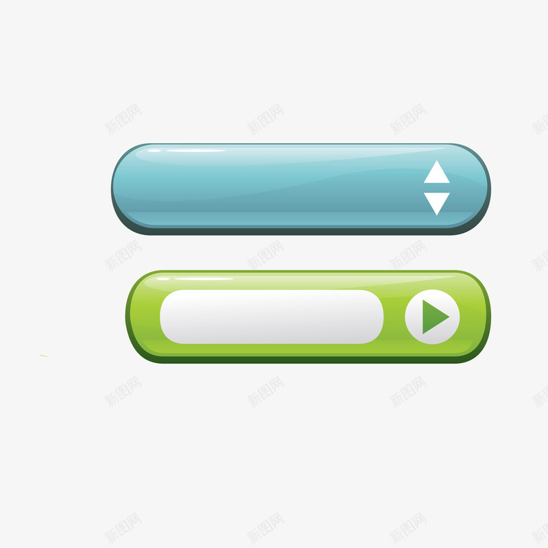 颜色标题框png免抠素材_新图网 https://ixintu.com 上下 不同颜色 标题框 立体 竖标题框 箭头 绿色 蓝色