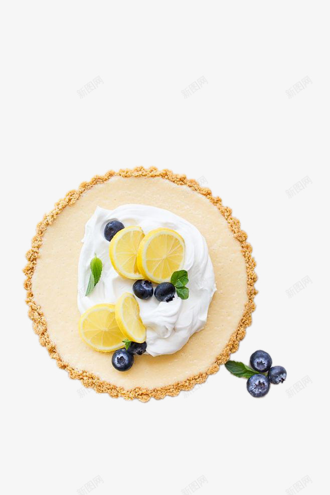 圆形柠檬蛋糕png免抠素材_新图网 https://ixintu.com 奶油 实物 柠檬 蓝莓 蛋糕