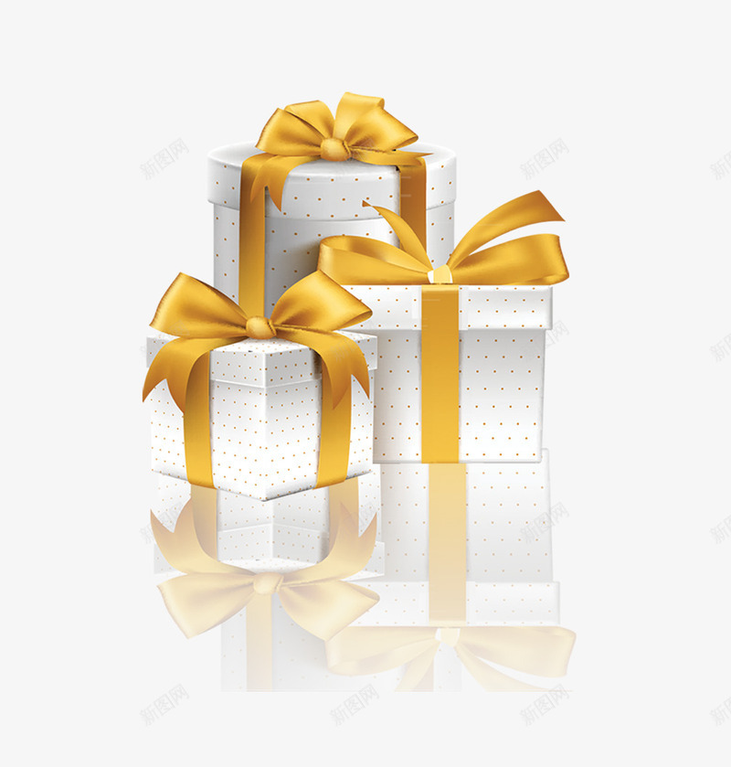 白色礼物盒psd免抠素材_新图网 https://ixintu.com 白色 礼物盒 礼盒 黄色蝴蝶结