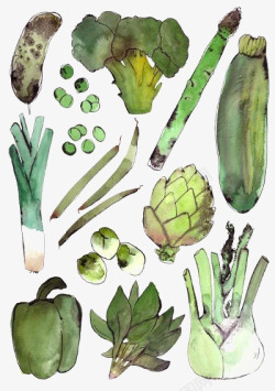 手绘水彩蔬菜素材