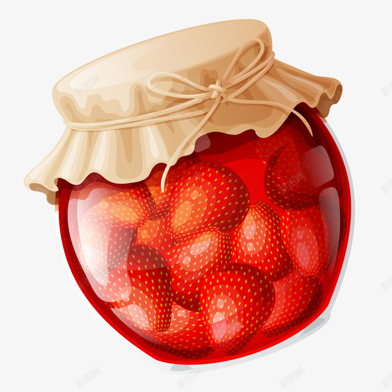 果酱罐子png免抠素材_新图网 https://ixintu.com 包装 果酱 罐子 草莓 食品