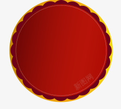 红色圆形标题框素材