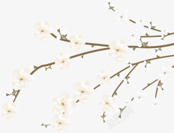 白色花朵和树枝矢量图素材