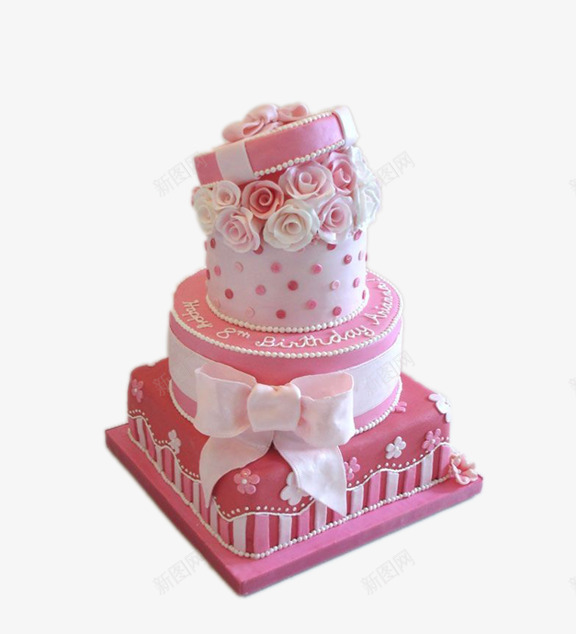 粉色蝴蝶结蛋糕png免抠素材_新图网 https://ixintu.com 玫瑰花 粉色的蛋糕 美味蛋糕 蝴蝶结