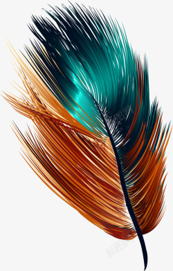 梦幻弧线手绘多彩羽毛高清图片