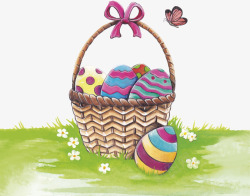 多彩彩蛋复活节一篮子的彩蛋高清图片
