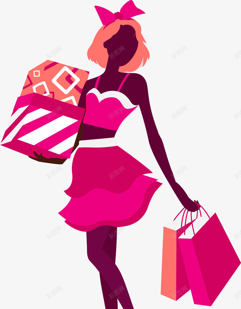 抱着礼物盒的时尚女人png免抠素材_新图网 https://ixintu.com 买东西 卡通 女郎 少女 扁平化 手提东西 提着 时尚 礼物盒 购物 购物袋