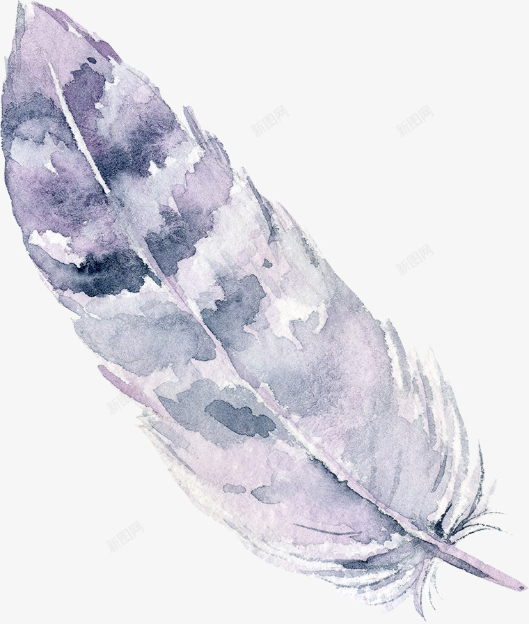 手绘漂浮的羽毛图png免抠素材_新图网 https://ixintu.com 创意 卡通手绘 小清新 水彩 漂浮 紫色 羽毛 装饰