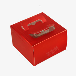 白卡纸盒红色手提蛋糕盒高清图片