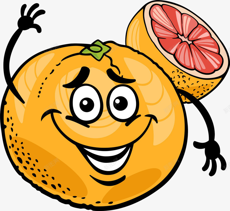 你好西柚图png免抠素材_新图网 https://ixintu.com 创意 卡通 植物 水果 西柚 设计 黄色