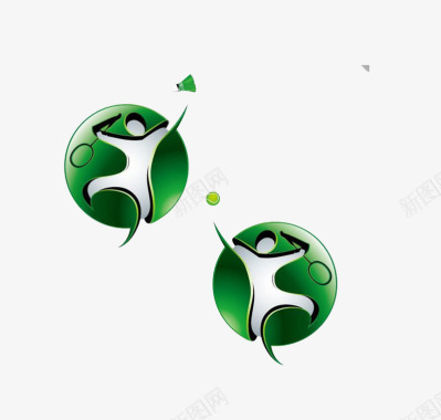 运动风绿色活力羽毛球标徽图标图标
