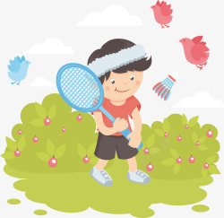 开春运动开春打羽毛球的孩子高清图片