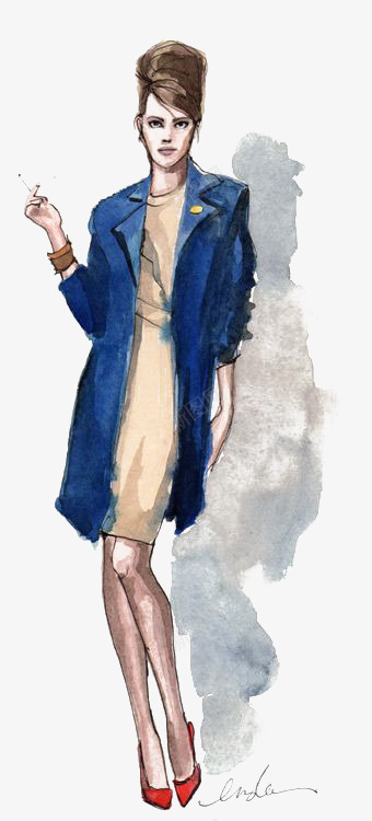 时尚西装女人png免抠素材_新图网 https://ixintu.com 卡通 女人 手绘 插画 涂鸦 蓝色 西装