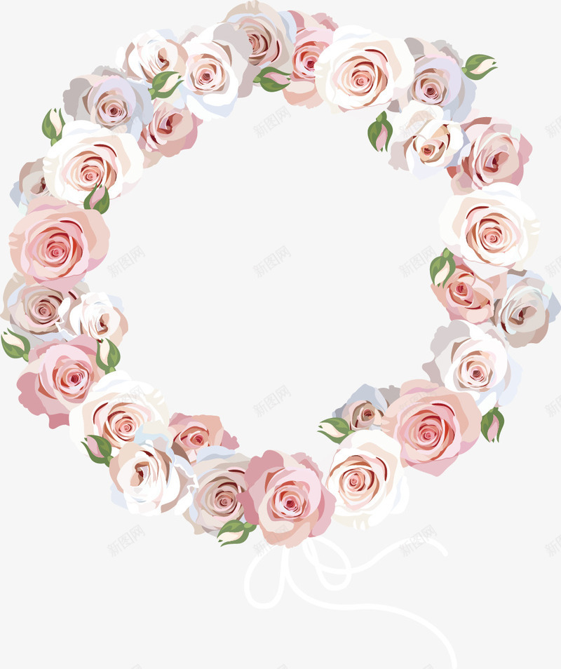 玫瑰花边框png免抠素材_新图网 https://ixintu.com 圆圈 玫瑰花 粉色的鲜花 花儿 边框