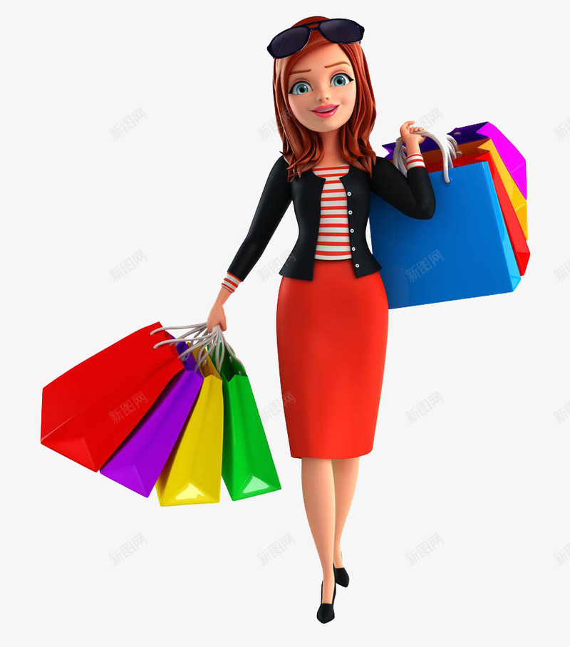 提着购物袋的女士png免抠素材_新图网 https://ixintu.com 两个手拿着物品 卡通手绘 拎 拎东西 拿着 挎着 提东西 提着购物袋 提起来 购物