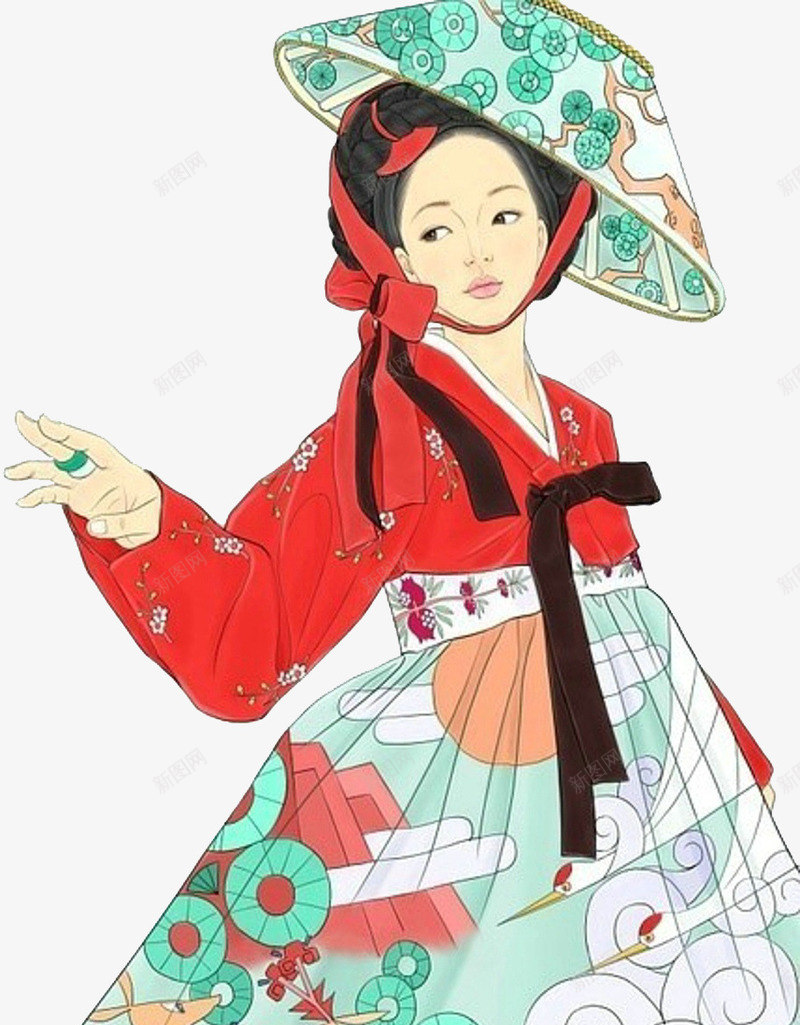 古风朝鲜服带着帽子的妇女png免抠素材_新图网 https://ixintu.com 卡通手绘 古代妇女 古装 古风 妇女 戴帽子的人 朝鲜服饰