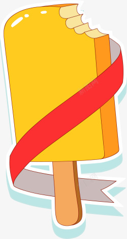 黄色冰糕黄色冰糕彩带卡通夏日可爱休闲消矢量图高清图片