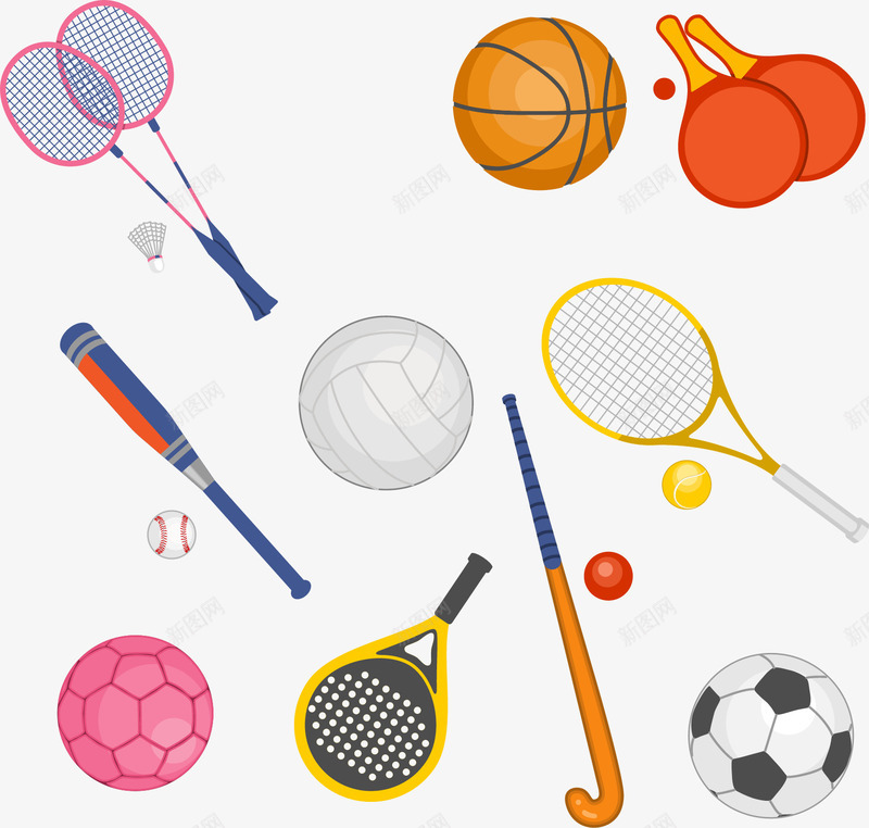 球类运动png免抠素材_新图网 https://ixintu.com 排球 棒球 矢量素材 篮球 网球 羽毛球 足球
