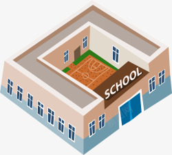 立体房子卡通学校高清图片