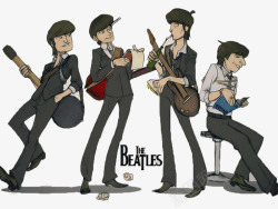 披头士乐队西装卡通造型素材