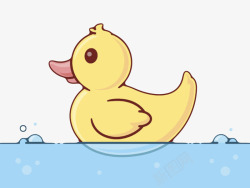 橡胶鸭淡黄色玩具在游泳的橡胶鸭卡通高清图片