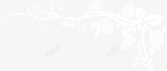 玫瑰花边角装饰png免抠素材_新图网 https://ixintu.com 促销 玫瑰花 白色 粉笔画 装饰元素 边角装饰