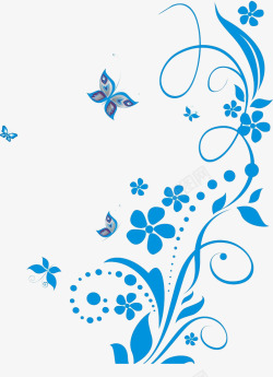 蓝色花纹蝴蝶素材