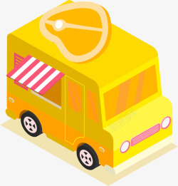 25D黄色餐饮车插画矢量图素材