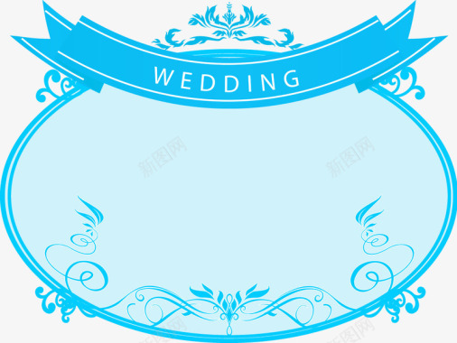 蓝色花纹婚礼logo图标图标