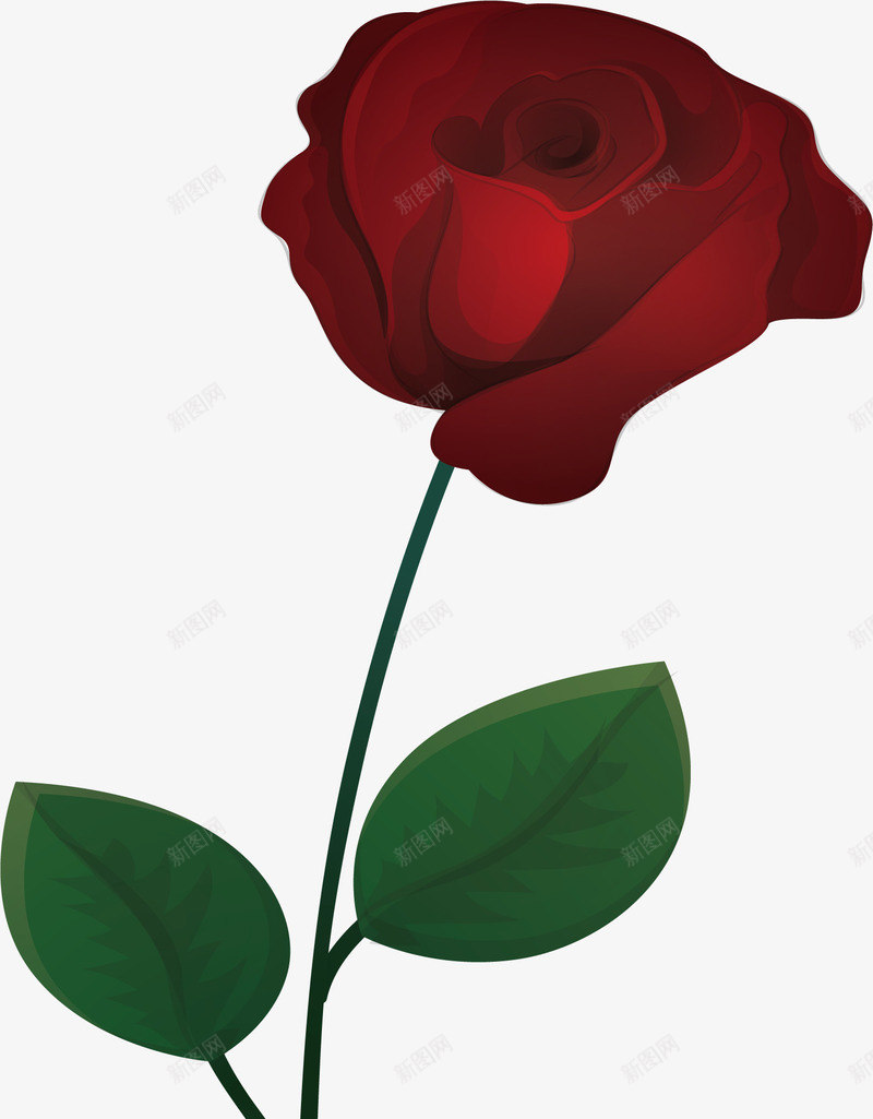 一朵玫瑰花png免抠素材_新图网 https://ixintu.com 一朵玫瑰 一朵花 一枝花 七叶 玫瑰花 矢量png 红玫瑰