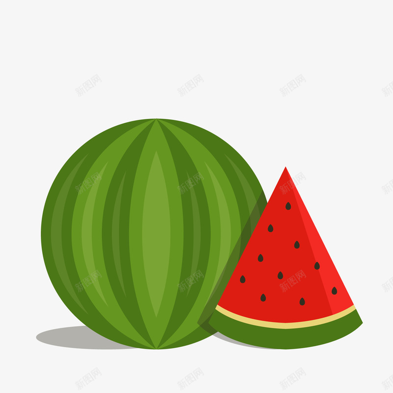 切开的西瓜png免抠素材_新图网 https://ixintu.com 卡通水果 红色西瓜 绿色水果 背景装饰
