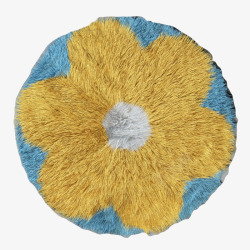 黄色花朵花纹圆形地毯素材