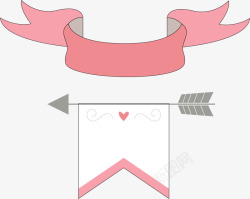 粉红丝带婚礼标题框矢量图素材