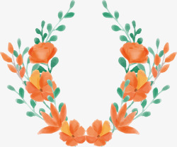 橘色花朵花环素材