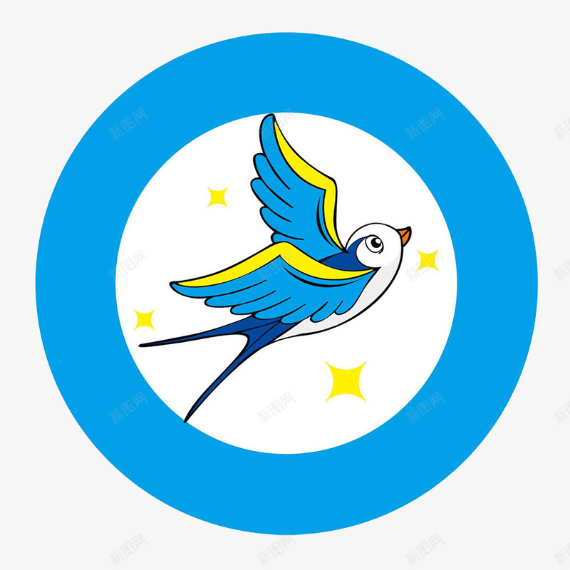 蓝色圆形燕子卡通标志图标png_新图网 https://ixintu.com logo 卡通 图标 图案 圆形 微商logo 标志 燕子 蓝色 黑色燕子