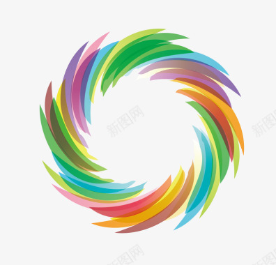 创意商务logo羽毛圆环图标图标