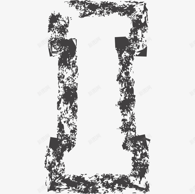 黑色碎片描边英文字母Ipng免抠素材_新图网 https://ixintu.com 26个字母 3D字母 广告字母 抽象字体 时尚字体 立体字母 艺术字 英文字母I 黑色字母 黑色描边字母 黑色碎片