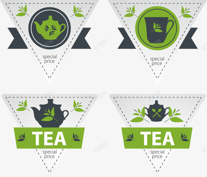 绿色茶标签矢量图eps免抠素材_新图网 https://ixintu.com 绿色标签 茶 茶叶标签 茶叶素材 饮茶 矢量图