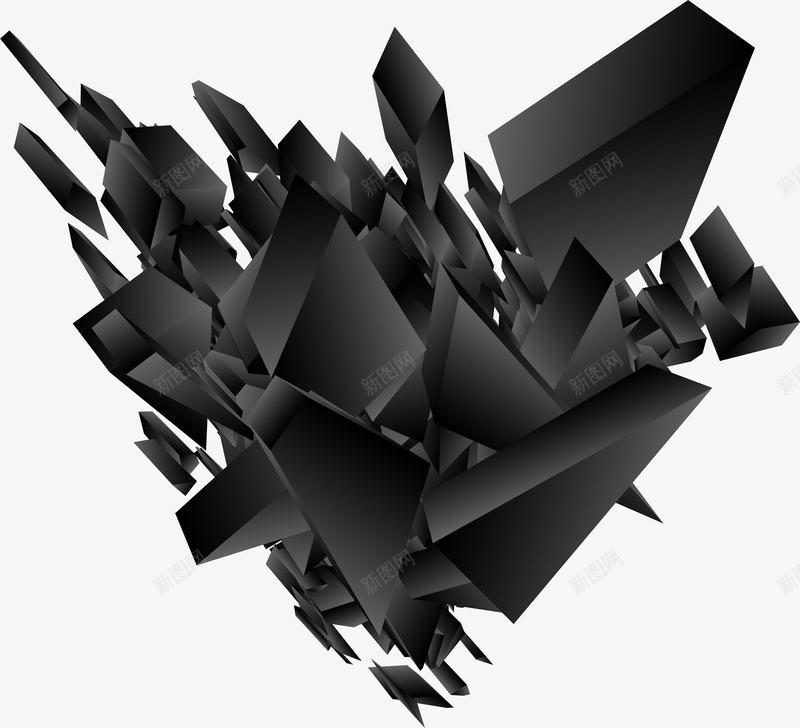 黑色简约几何碎片png免抠素材_新图网 https://ixintu.com 几何 图案 碎片 简约 组合 装饰图案 黑色