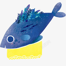 创意鱼类设计手绘海底鱼片高清图片