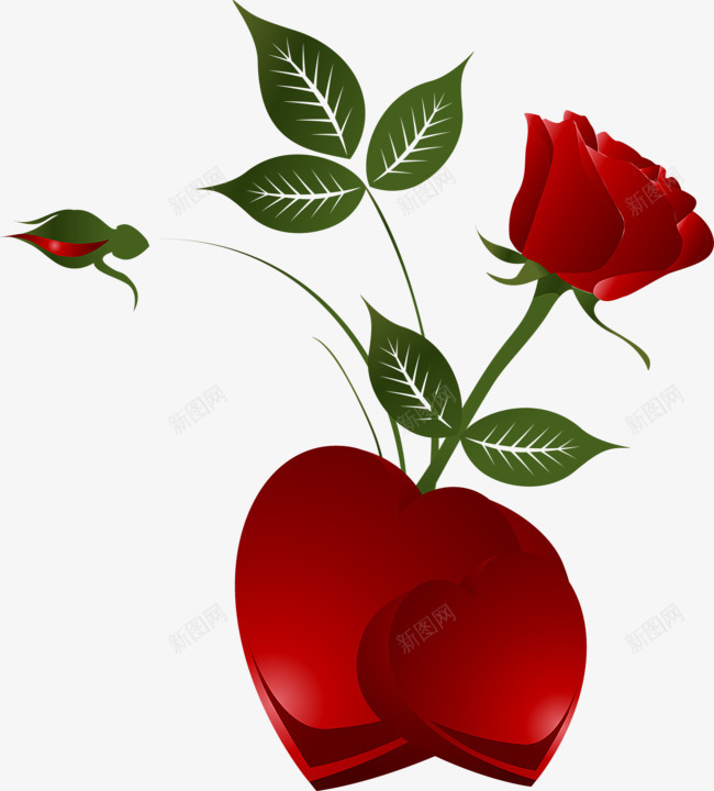 红色玫瑰花png免抠素材_新图网 https://ixintu.com 叶子 手绘 玫瑰花 玫瑰花素材 红色 红色素材 花蕾