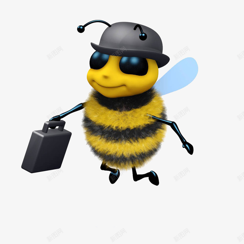 蜜蜂拎箱子png免抠素材_新图网 https://ixintu.com 卡通手绘 拎 拎东西 拎箱子 拿着 挎着 提东西 提箱子 提起来 蜜蜂