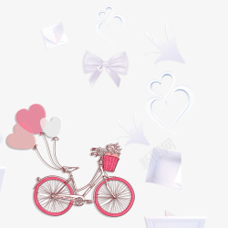 矢量自行车底纹粉色自行车爱心高清图片